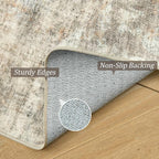 6x9 Abstract Area Rugs for Living Room 6 x 9 Washable Non Slip Low Pile Rugs for Bedroom Dining Room Foldable Thin Brown Grey