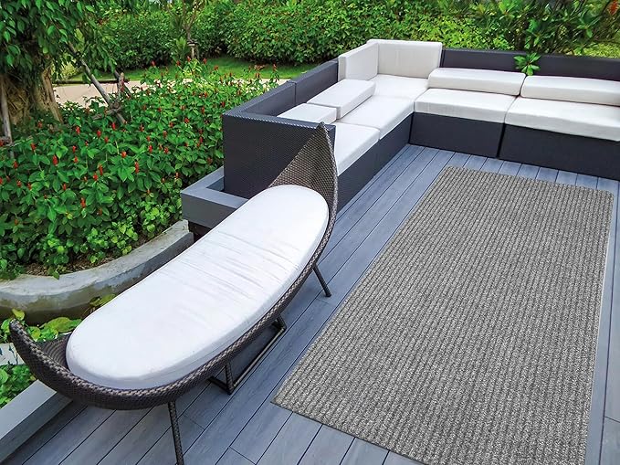 Ottomanson 3'11" x 33' Hallway Runner with Scraper Pile - Extra Durable Non-Slip Rug Mat for Indoor & Outdoor Use - Ideal for Kitchen, Entryway & Garage - High-Traffic Carpet, Gray