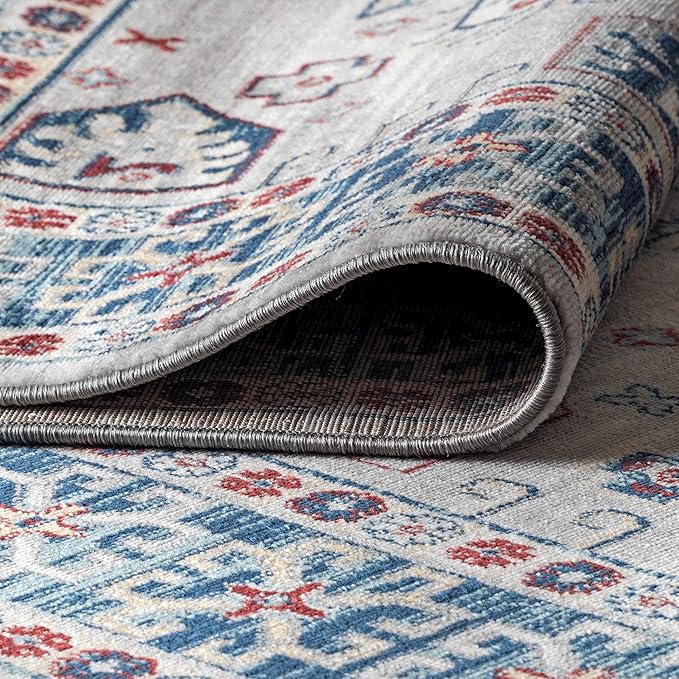 JONATHAN Y Modern Vintage Medallion Blue/Light Grey Indoor Area Rug, 8x10, Country, Floral, Easy-Cleaning for Living Room, Bedroom, Kitchen, Pet Friendly, Non-Shedding (MDP108A-8)