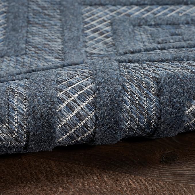 Nourison Home Versatile Navy Blue 5' x 7' Area Rug - Easy Clean, Non Shedding, Bed Room, Living Room, Dining Room, Kitchen (5' x 7')