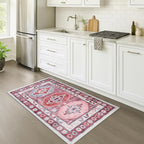 Fame Rugs Turkish Rug. Washable Vintage Oriental Antique Inspired Traditional Doormat Small Modern Area Rugs Luxury Entryway Entry Bedroom Bathroom Kitchen (378RR, 2'5 x 5')