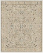RUGGABLE Washable Vintage Area Rug – Kamran Ivory Opal 8x10, Stain-Resistant, Non-Slip – Large Machine Washable Rugs for Living Room, Bedroom, Hallway, Entryway & Office–with Standard Pad