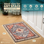 Istana Area Rug 2x4 - Red & Teal 2x4 Washable Rug Non Slip - Pet Friendly Living Room Rug - Non Shedding Washable Rugs for Bedroom - Foldable Bathroom Rugs