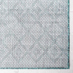 Unique Loom Outdoor Trellis Collection Area Rug - Tribal Trellis (7' 10" Square, Teal/ Ivory)