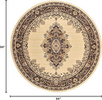 Unique Loom Reza Collection Traditional Persian Style Area Rug, 8' 0" x 8' 0", Ivory/Brown