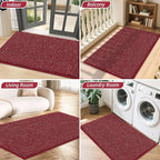 BEQHAUSE Dirt Trapper Door Mat 36" x 60", Non-Slip Washable Doormats Entrance Mat, Dirt Resistant and Absorbent Welcome Mat, Low Profile Floor Mats for Front Back Door and Entryway, Red