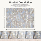 WITSHOCK 5x7 Dining Room Area Rugs: Modern Abstract Tumble Large Rug for Bedroom Living Room, Non-Slip Stain Resistant Indoor Carpet, Nursery Home Office Alfombras para Salas Modernas, Blue Brown