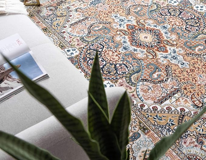 Unique Loom Narenj Collection Classic Traditional Medallion Textured Design Area Rug, 10 x 13 ft, Ivory/Tan
