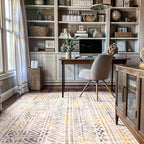 Rugshop Geometric Boho Area Rug – Warm Yellow Tribal Pattern, Perfect for Living Room, Bedroom, Dining Room, 5x7