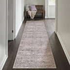 2x8 Purple Area Rug Runners for Hallways Washable Vintage Distressed Carpet Low Pile Non Slip Indoor Retro Soft Long Accent Rug Bedroom Kitchen Bathroom Laundry Dining Living Room