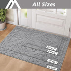 COSY HOMEER Door Mat 24”x36”,Absorbent Dirt Trapper Entryway Rugs,Non-Slip Welcome Mat,Washable Entry Rugs,Low Pile Doormat for Front Back Door,Wet Shoes & Paws,Grey