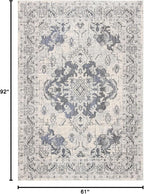 SAFAVIEH Monaco Collection Area Rug - 5'1" x 7'7", Ivory & Grey, Boho Chic Medallion Distressed Design, Non-Shedding & Easy Care, Ideal for High Traffic Areas in Living Room, Bedroom (MNC243B)