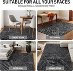 Rugshop Geometric Diamond Stripe Shag Area Rug Anthracite Dark Gray 4' x 6' Ideal for Small Living Rooms, Offices, or Beside The Bed