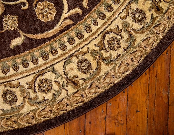 Unique Loom Versailles Collection Traditional Classic Medallion Floral Motif Area Rug (8' 0 x 8' 0 Round, Brown/ Ivory)