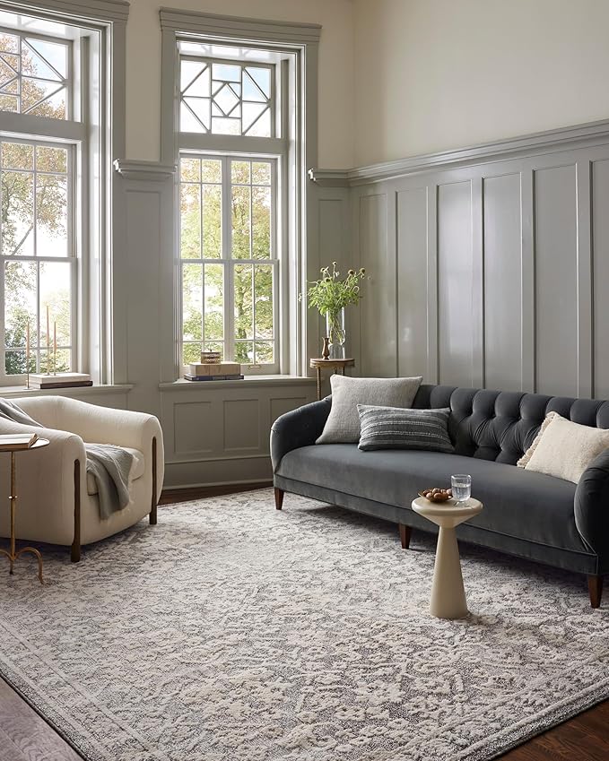 Loloi Magnolia Home by Joanna Gaines Gigi Collection GIG-01 Grey/Ivory 9'-2" x 13' Area Rug