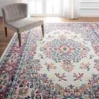 Home Dynamix Premium Sakarya Traditional Medallion Border Area Rug, Ivory/Red, 7'9"x10'8" Rectangle