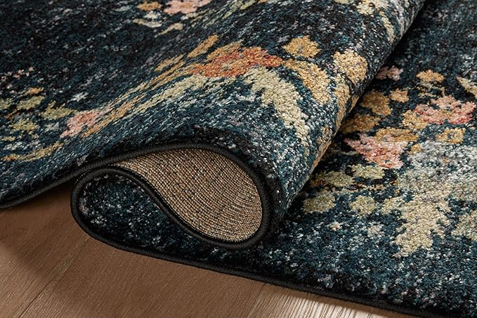 Loloi Rifle Paper Co. Laurel Collection LAU-01 Dark Navy 2'-8" x 8' Runner Rug