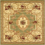 Unique Loom Versailles Collection Traditional Classic Floral Motif Area Rug (6' 0 x 6' 0 Square, Green/ Ivory)