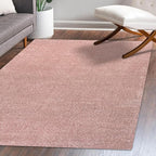 Eyely UES100P-8 Supersoft Haze Solid Low-Pile Indoor Area Rug Casual;Contemporary;Solid;Traditional, Bedroom, Kitchen, Living Room, Easy-Cleaning, Non-Shedding, 8 X 10, Pink