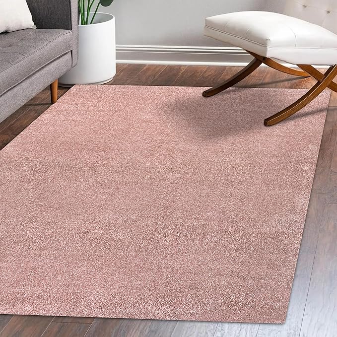 Eyely UES100P-3 Supersoft Haze Solid Low-Pile Indoor Area Rug Casual;Contemporary;Solid;Traditional, Bedroom, Kitchen, Living Room, Easy-Cleaning, Non-Shedding, 3 X 5, Pink