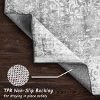 vivorug 8x10 Neutral Area Rugs, Stain Resistant Washable Rug for Living Room, Vintage-Inspired (Ivory/Silver, 8'x10')