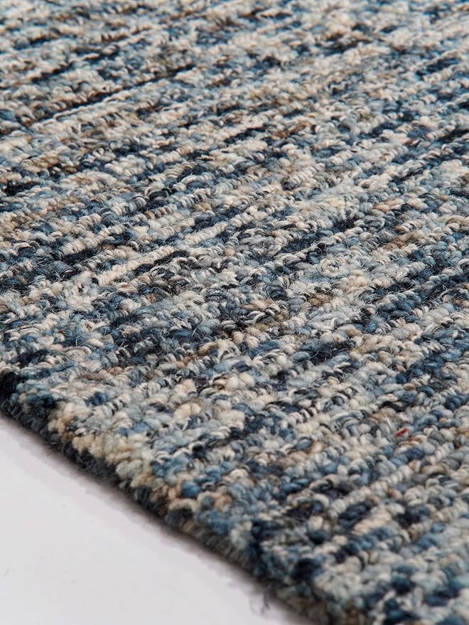 Rugsotic Carpets Hand Tufted Wool ECO-Friendly Area Rugs - 5'x8', Rectangle Shape, Dark & Blue, Solid Plain Design, High Pile Handmade Anti Skid Area Rugs for Living Room, Bed Room (KWC111)