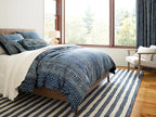 Dash & Albert Silas Stripe Navy Hand Micro Hooked Wool Rug, Runner-2.5 X 8 Feet, Blue Stripe Pattern - Premium Luxury Hotel Quality Soft Breathable Hypoallergenic Machine Washable Easy Care All