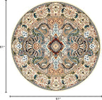 Unique Loom Narenj Collection Classic Traditional Medallion Textured Design Area Rug, Round 5' 0" x 5' 0", Ivory/Tan