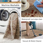 vivorug 5x7 Area Rugs - Ultra-Thin Washable Rug with Non-Slip Backing, Ideal for Living Room, Bedroom, Kitchen Floor Carpet - Vintage, Easy Clean, Durable, Brown
