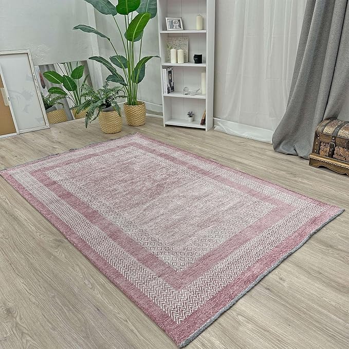 Alfa Rich 3x5 Mauve Lilac Washable Area Rugs for Living Room Bedroom Kitchen Cotton Runner