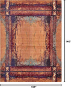 Unique Loom Estrella Collection Rustic, Distressed, Modern, Abstract Area Rug (9' 0 x 12' 0 Rectangular, Orange/Black)