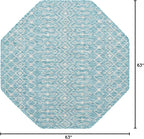 Unique Loom Outdoor Trellis Collection Area Rug - Tribal Trellis (5' 3" Octagon, Aqua/ Ivory)