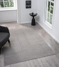 Annabel Modern Geometric Area Rug for Living Room, 4x6 Contemporary Arched and Linear Gray Rug, High-Low Pile Stain Resistant Carpet for Bedroom, Dining Room or Kitchen (4' x 6', Gray)