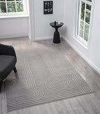 Annabel Modern Geometric Area Rug for Living Room, 4x6 Contemporary Arched and Linear Gray Rug, High-Low Pile Stain Resistant Carpet for Bedroom, Dining Room or Kitchen (4' x 6', Gray)