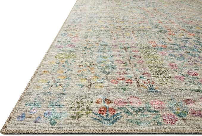 Loloi Rifle Paper Co. Maison Collection MAO-07 Khaki 5'-0" x 5'-0" Round, .19" Pile Height, Accent Rug
