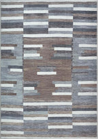 Bloom Rugs Washable Non-Slip 9' x 12' Rug - Blue/Brown Striped Area Rug for Living Room, Bedroom, Dining Room, and Kitchen - Exact Size: 9' x 12'