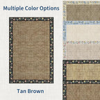 GarveeHome 4x6 Area Rugs for Bedroom Living Room Machine Washable Rugs Floral Bordered Small Carpet Non-Slip Stain Resistant Accent Carpet for Dining Room Table Apartment Office, Brown