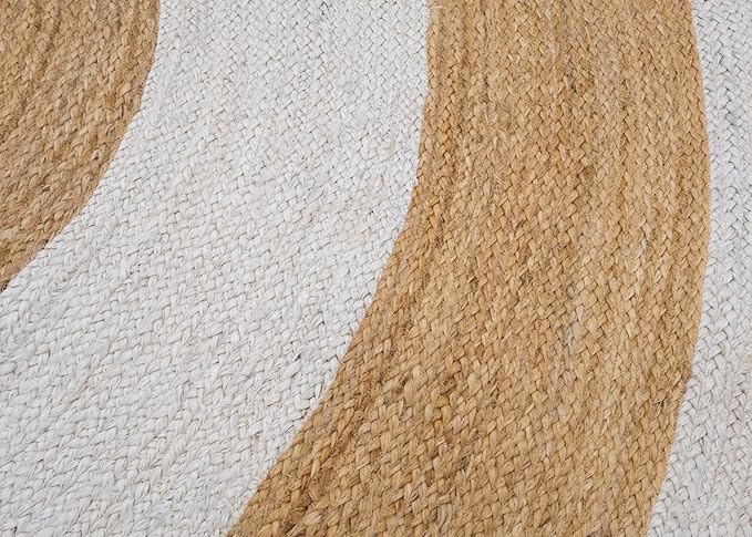 10x14 Oval Kilim Rug – Handmade Boho Jute Rug, Solid White Beige, Hand Braided Flatweave, 0.27" Thick Oval Carpet for Bedroom, Living Room, Dining Room