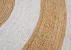 3x20 Oval Kilim Jute Runner – Handmade Boho Runner Rug, Natural Jute, Hand Braided 0.27" Thick Flatweave, Solid White Beige Carpet for Entryway, Corridor, Staircase
