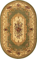 Unique Loom Versailles Collection Traditional Classic Floral Motif Area Rug (5' 0 x 8' 0 Oval, Green/Ivory)