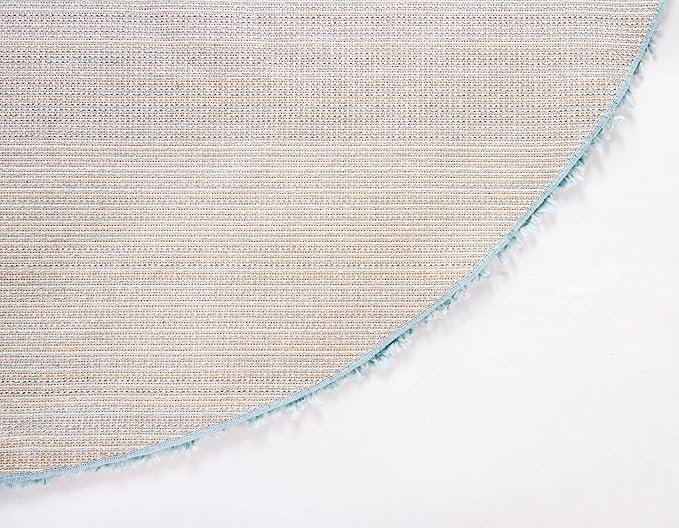 Unique Loom Davos Shag Collection Area Rug - Solid (6' 7" Round, Aqua)