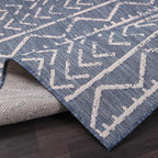 Beverly Rug Waikiki Indoor Outdoor Rug 5x7, Washable Outside Carpet for Patio, Deck, Porch, Trellis Area Rug, Water Resistant, Blue - White