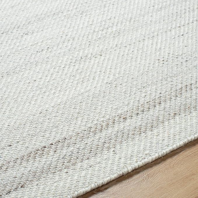Mark&Day Wool Rugs, 2x3 Janmichael Solid and Border Gray/Ivory Area Rug, Grey Ivory Black Carpet for Living Room, Bedroom or Kitchen (2' x 3')