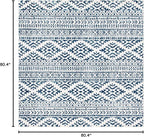 SAFAVIEH Tulum Collection Area Rug - 6'7" Square, Ivory & Navy, Moroccan Boho Tribal Design, Non-Shedding & Easy to Clean, Ideal for Living Room, Bedroom, Dining Space (TUL272D)