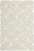 Dash & Albert Layers Grey Hand Hooked Wool Rug, 3 X 5 Feet, Grey/Ivory Geometric Pattern