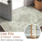 vivorug 3x5 Rug, Small Area Rug for Living Room, Bedroom, Kitchen, Machine Washable Non-Slip Throw Rug, Vintage Floral Carpet for Entryway Nursery Coffee Table - Durable (Sage Green)