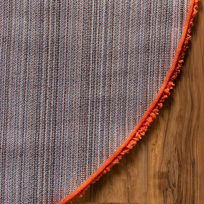 Unique Loom Solid Shag Collection Area Rug (3' 3" Round, Tiger Orange)