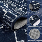 Wonnitar Moroccan Washable Rug 3x5, Blue Non-Slip Entryway Area Rug, Soft Farmhouse Bedroom Throw Mat, Geometric Low Pile Scandinavian Accent Carpet for Entry Kitchen Basement (Blue,3'x5')