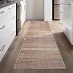 GLN Rugs Contemporary Collection - Machine Washable Area Rug, Contemporary Washable, Non Slip, Low Pile Chenille Rug, Living Room, Bedroom, Kitchen Rug (2'6" x 10' Terra/Brown)
