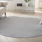 Nourison Home Nourison Essentials Silver Grey 8' x Round Area Rug - Easy Clean, Non Shedding, Bed Room, Living Room, Dining Room, Kitchen (8' x Round)
